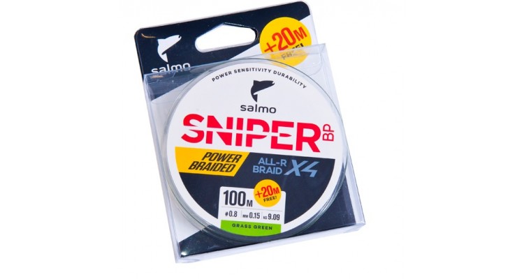 Aukla, pītā, Salmo Sniper BRAID X4 Grass Green, 7,27KG