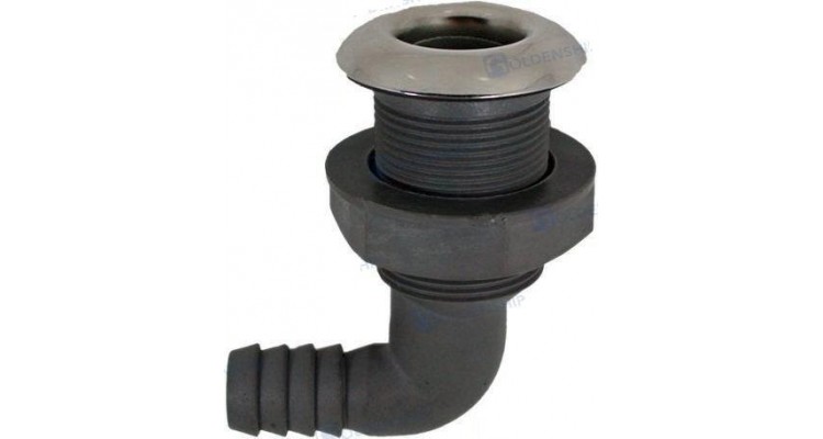 Caurtece, plastmasa, 90 grādi, 19mm