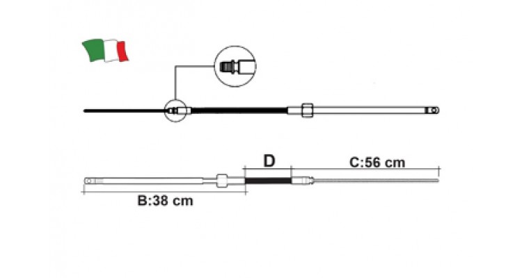 Stūres trose, M58, 8 Ft (282 cm)