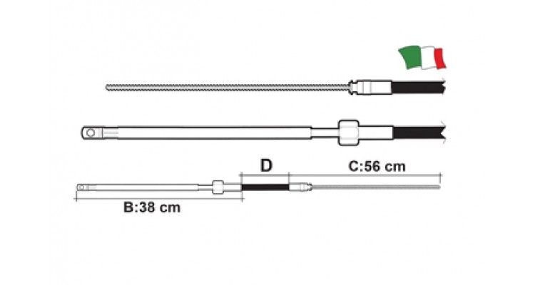 Stūres trose, M66, 10 Ft (343 cm)