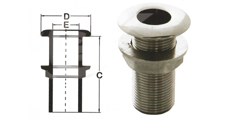 Caurtece, nerūsējošā tērauda, 3/8" x 53mm